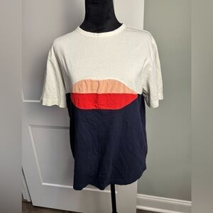 Joseph lips tee patchwork jersey luxury navy white geometric